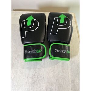 Punch UP Boxing Gloves Unisex Genuine Cowhide Leather‎ 12 oz Black and Green